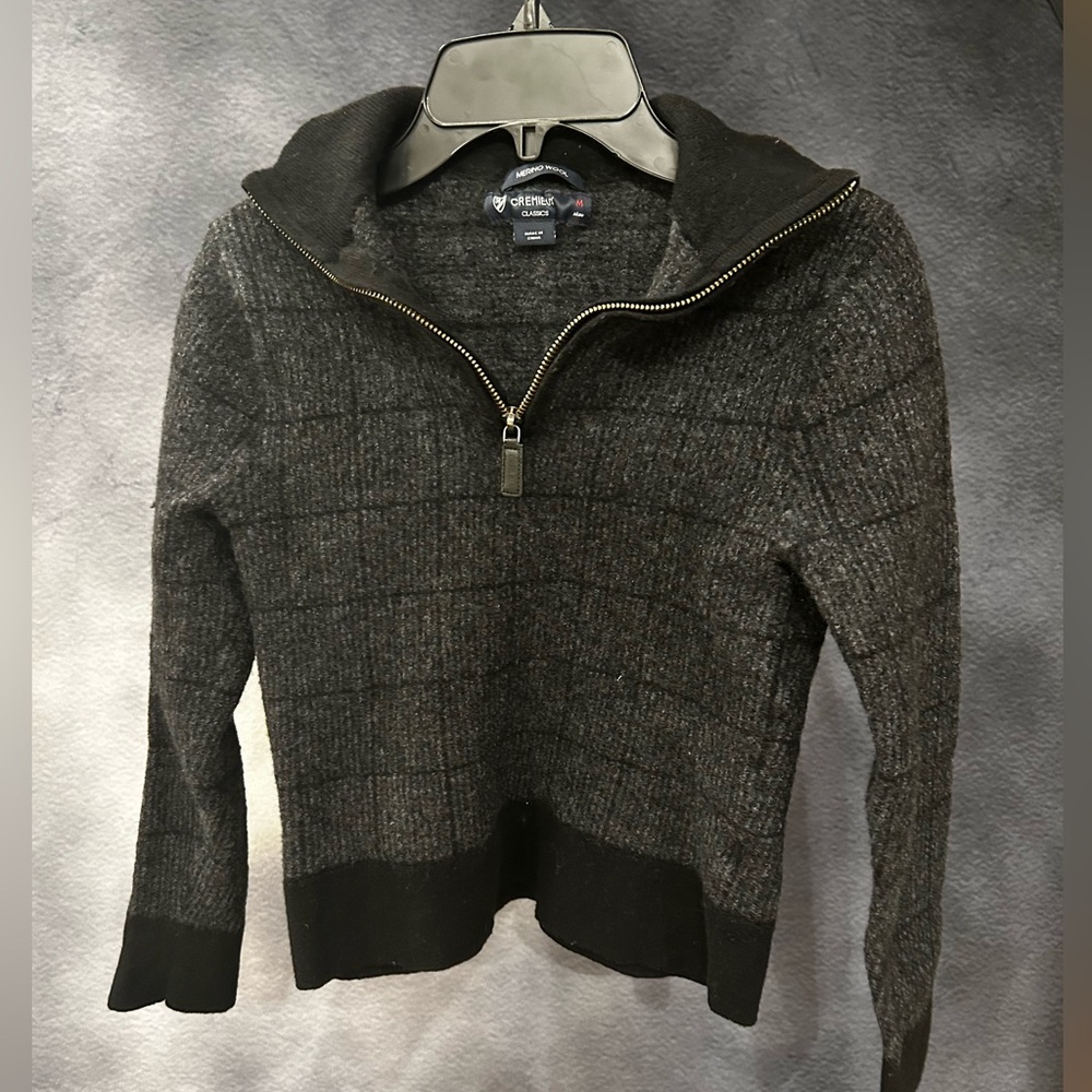 Cremieux Merino Wool Charcoal Quarter-zip Sweater Kids Medium